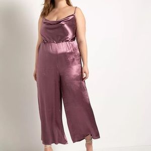 ELOQUII Cowl Neck Satin Jumpsuit